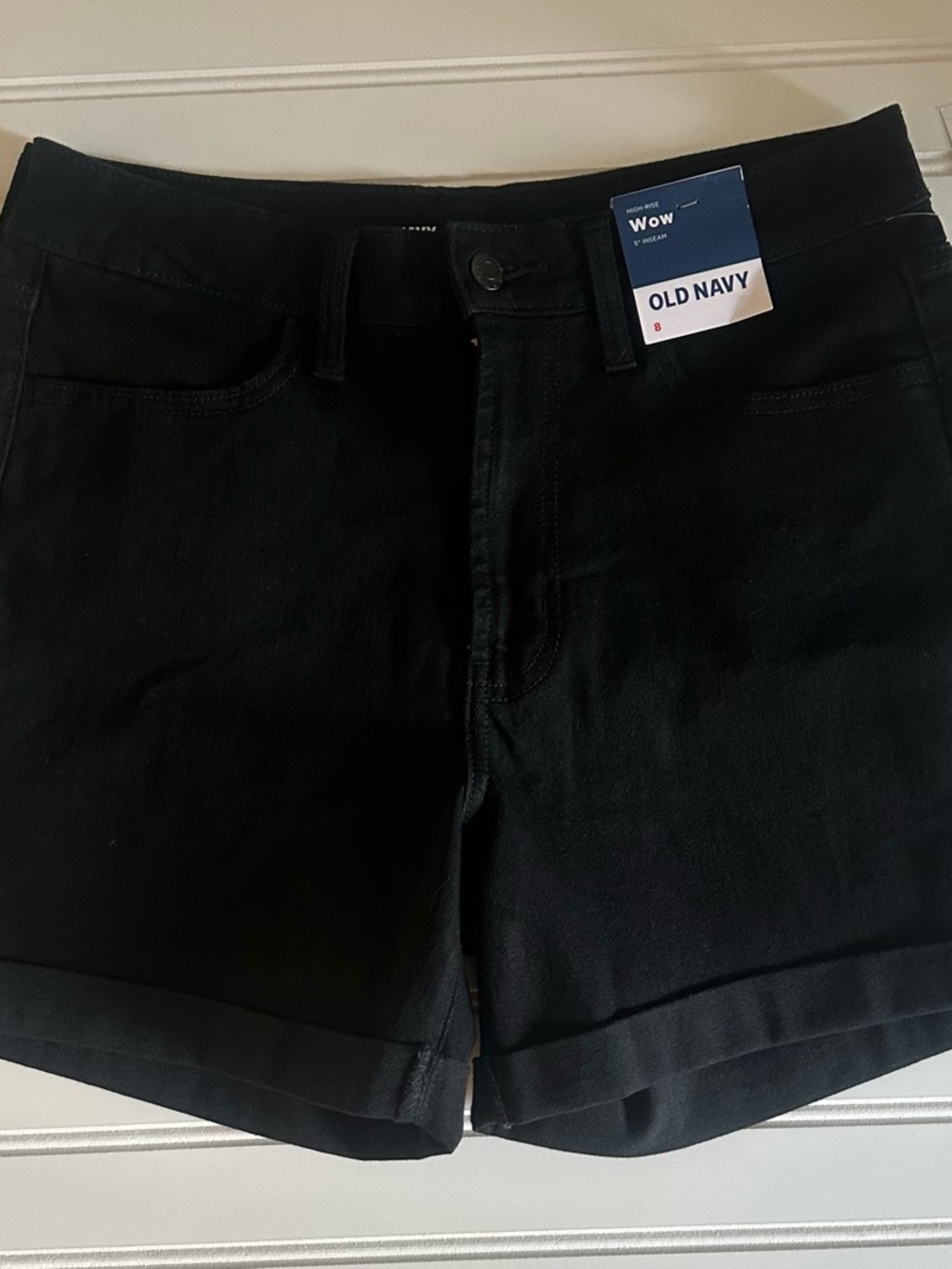 Old Navy Women's WOW Black Denim Shorts 5” inseam Size 8 NWT